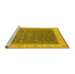 Sideview of Machine Washable Oriental Yellow Industrial Rug, wshurb951yw