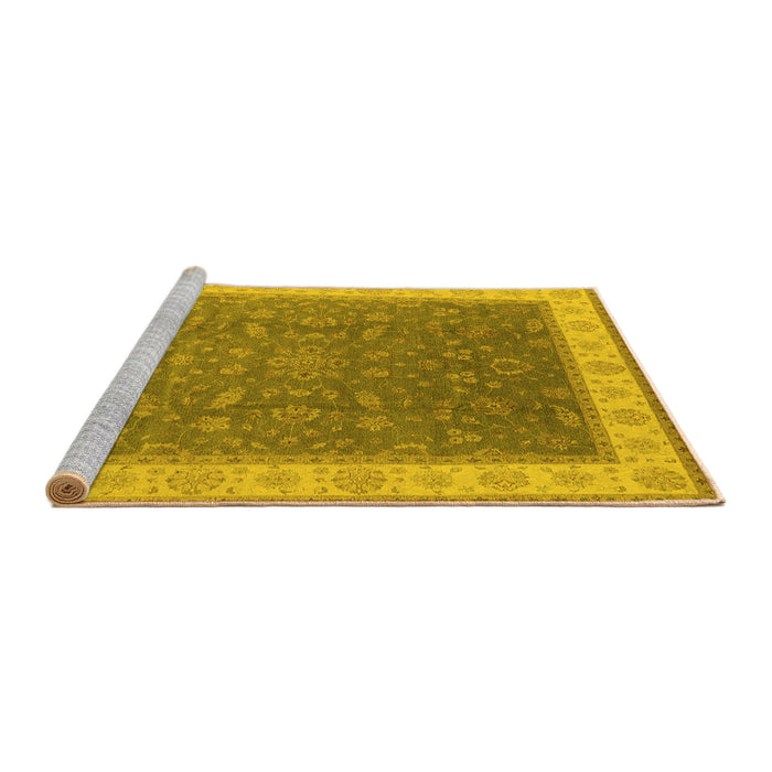 Sideview of Machine Washable Oriental Yellow Industrial Rug, wshurb951yw