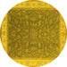 Round Oriental Yellow Industrial Rug, urb951yw