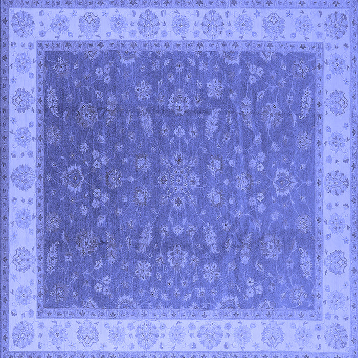 Square Machine Washable Oriental Blue Industrial Rug, wshurb951blu