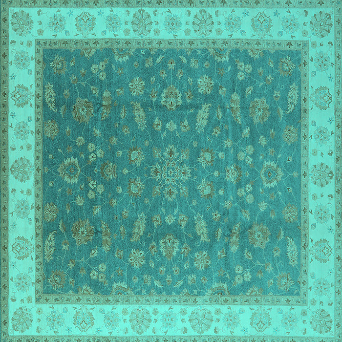 Square Oriental Turquoise Industrial Rug, urb951turq