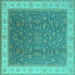 Square Oriental Turquoise Industrial Rug, urb951turq