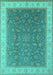 Machine Washable Oriental Turquoise Industrial Area Rugs, wshurb951turq