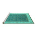 Sideview of Machine Washable Oriental Turquoise Industrial Area Rugs, wshurb951turq