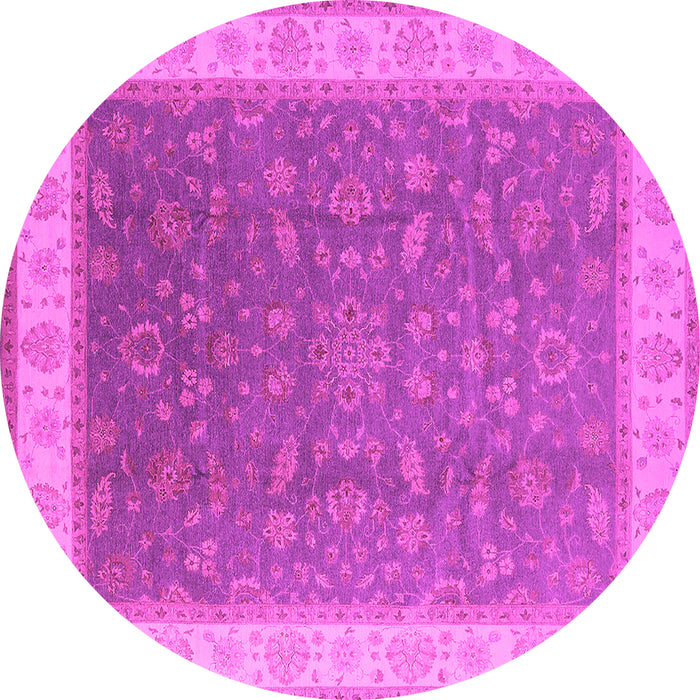 Round Machine Washable Oriental Pink Industrial Rug, wshurb951pnk