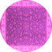 Round Machine Washable Oriental Pink Industrial Rug, wshurb951pnk