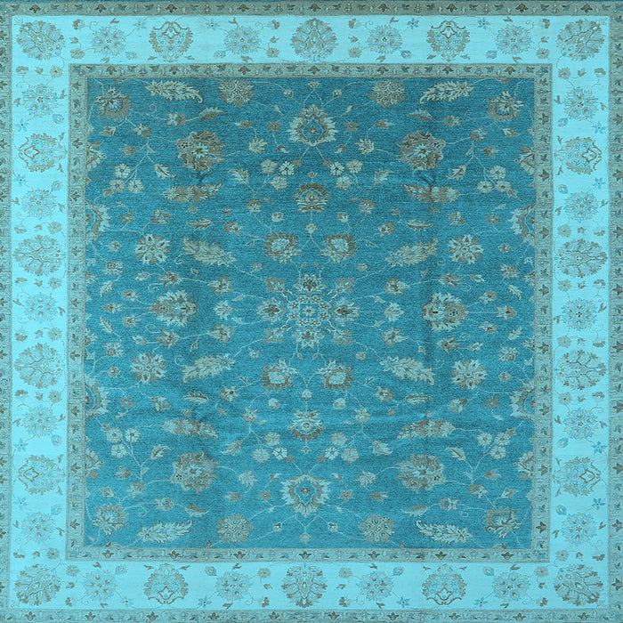 Square Machine Washable Oriental Light Blue Industrial Rug, wshurb951lblu