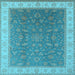 Square Machine Washable Oriental Light Blue Industrial Rug, wshurb951lblu