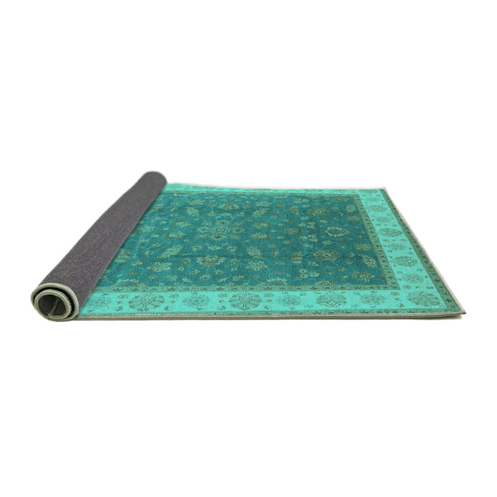 Sideview of Oriental Turquoise Industrial Rug, urb951turq