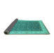 Sideview of Oriental Turquoise Industrial Rug, urb951turq