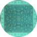 Round Oriental Turquoise Industrial Rug, urb951turq