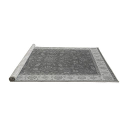 Sideview of Machine Washable Oriental Gray Industrial Rug, wshurb951gry