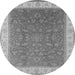 Round Machine Washable Oriental Gray Industrial Rug, wshurb951gry