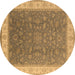 Round Oriental Brown Industrial Rug, urb951brn