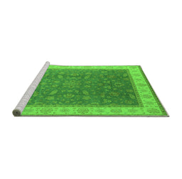Sideview of Machine Washable Oriental Green Industrial Area Rugs, wshurb951grn