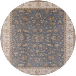 Round Mid-Century Modern Sandstone Brown Oriental Rug, urb951