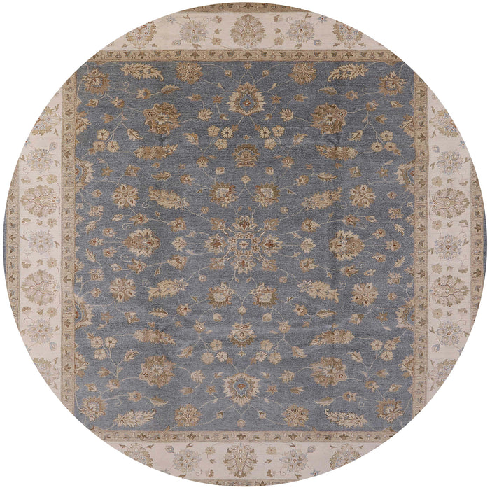 Round Mid-Century Modern Sandstone Brown Oriental Rug, urb951