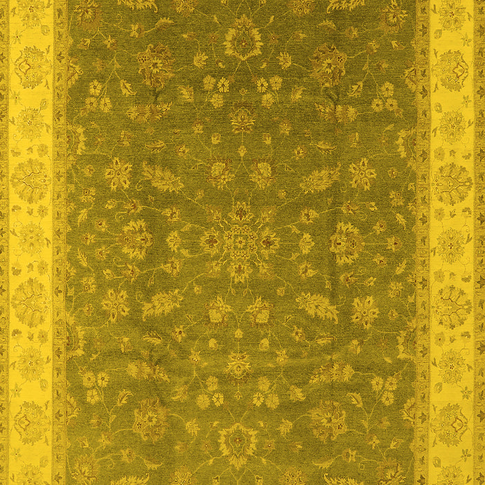 Machine Washable Oriental Yellow Industrial Rug, wshurb951yw