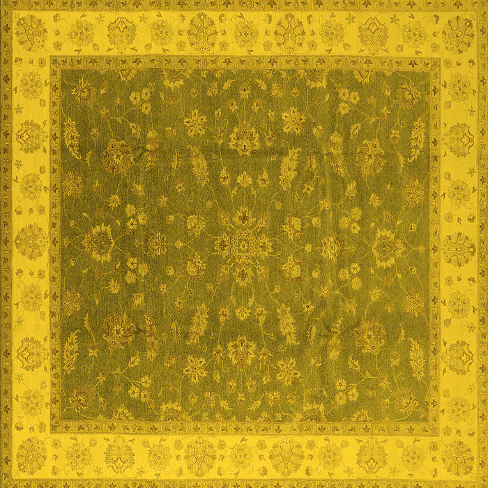 Square Machine Washable Oriental Yellow Industrial Rug, wshurb951yw