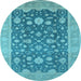 Round Oriental Light Blue Industrial Rug, urb952lblu