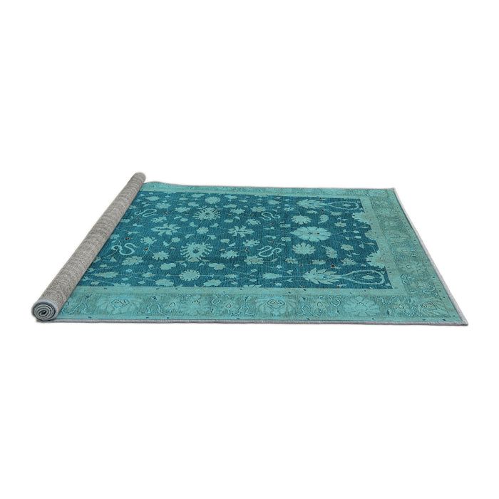 Sideview of Machine Washable Oriental Light Blue Industrial Rug, wshurb952lblu