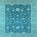 Square Machine Washable Oriental Light Blue Industrial Rug, wshurb952lblu