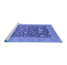 Sideview of Machine Washable Oriental Blue Industrial Rug, wshurb952blu