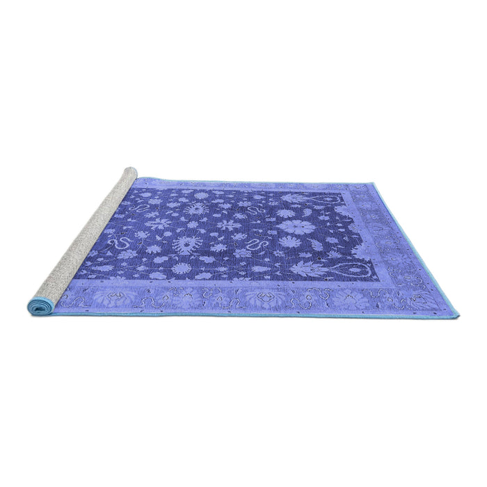 Sideview of Machine Washable Oriental Blue Industrial Rug, wshurb952blu