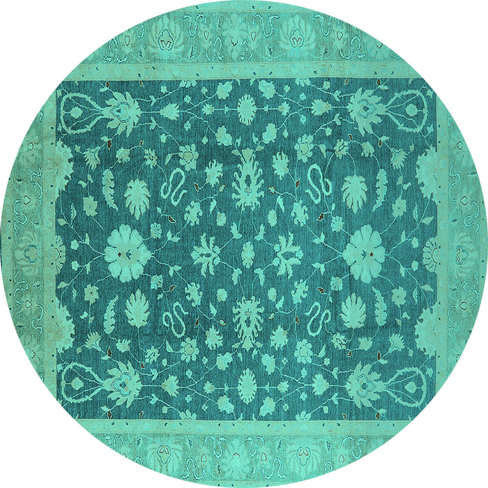 Round Oriental Turquoise Industrial Rug, urb952turq
