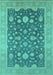 Machine Washable Oriental Turquoise Industrial Area Rugs, wshurb952turq