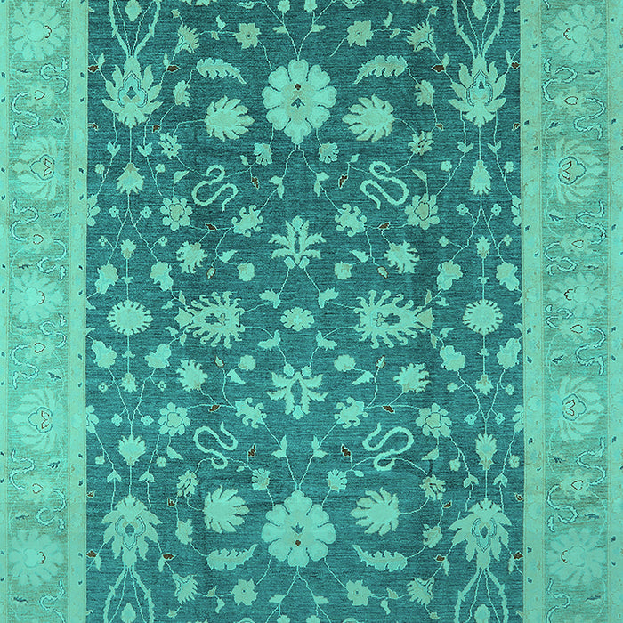 Machine Washable Oriental Turquoise Industrial Area Rugs, wshurb952turq