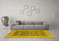 Machine Washable Oriental Yellow Industrial Rug, wshurb952yw