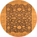 Round Machine Washable Oriental Orange Industrial Area Rugs, wshurb952org