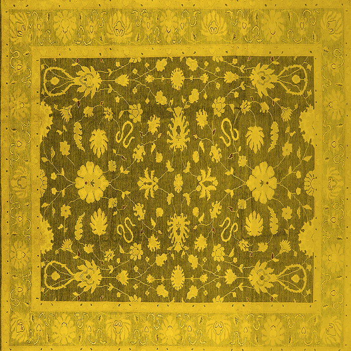 Square Machine Washable Oriental Yellow Industrial Rug, wshurb952yw