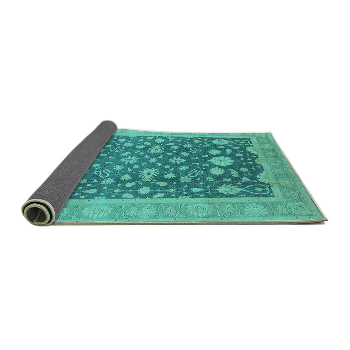 Sideview of Oriental Turquoise Industrial Rug, urb952turq