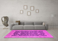 Machine Washable Oriental Pink Industrial Rug, wshurb952pnk