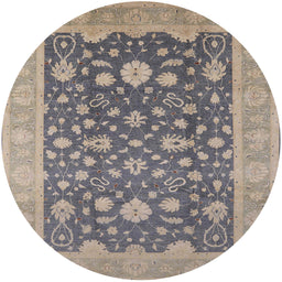 Round Mid-Century Modern Cloudy Gray Oriental Rug, urb952