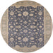 Round Mid-Century Modern Cloudy Gray Oriental Rug, urb952