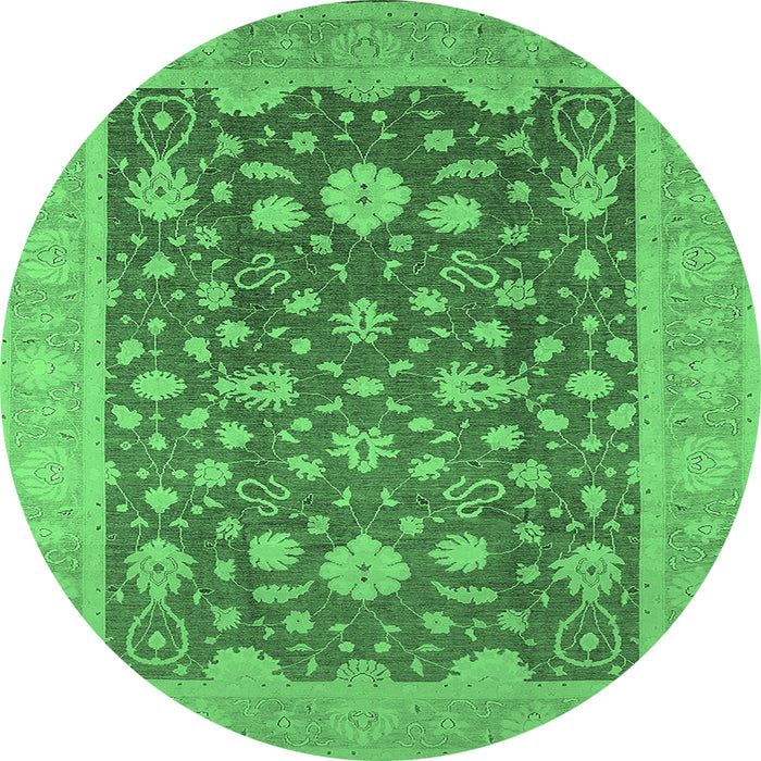 Round Oriental Emerald Green Industrial Rug, urb952emgrn