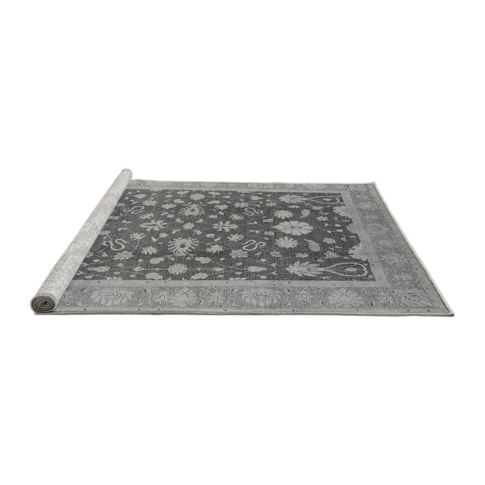 Sideview of Machine Washable Oriental Gray Industrial Rug, wshurb952gry