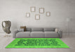 Machine Washable Oriental Green Industrial Area Rugs in a Living Room,, wshurb952grn