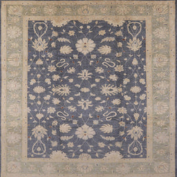 Square Mid-Century Modern Cloudy Gray Oriental Rug, urb952