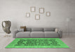 Machine Washable Oriental Emerald Green Industrial Area Rugs in a Living Room,, wshurb952emgrn