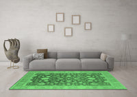 Machine Washable Oriental Emerald Green Industrial Rug, wshurb952emgrn