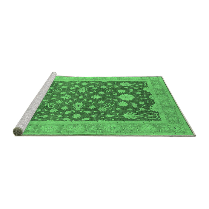 Sideview of Machine Washable Oriental Emerald Green Industrial Area Rugs, wshurb952emgrn