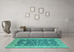 Machine Washable Oriental Turquoise Industrial Area Rugs in a Living Room,, wshurb952turq