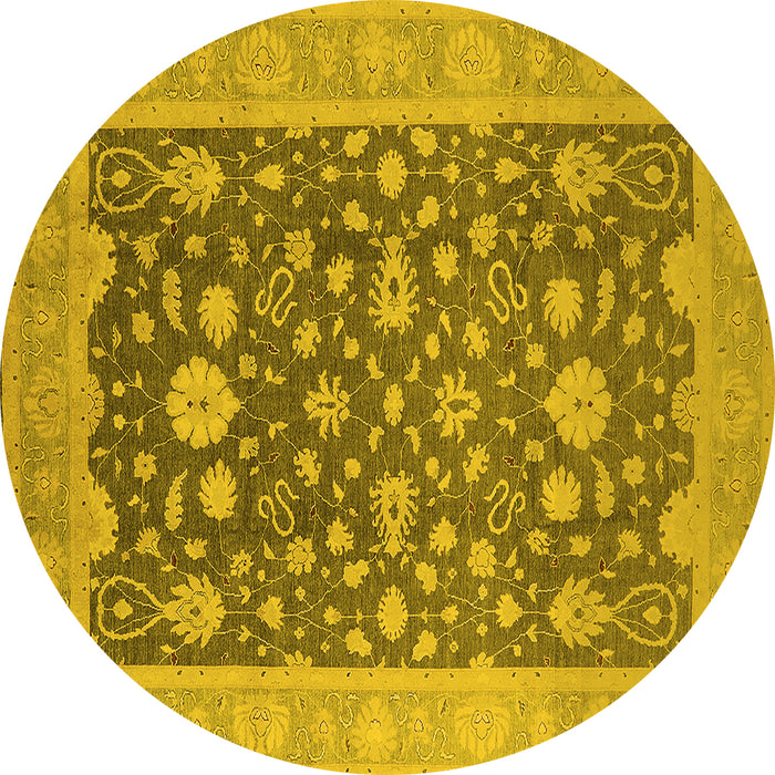 Round Oriental Yellow Industrial Rug, urb952yw
