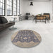 Round Machine Washable Industrial Modern Cloudy Gray Rug in a Office, wshurb952