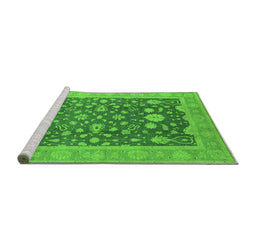 Sideview of Machine Washable Oriental Green Industrial Area Rugs, wshurb952grn