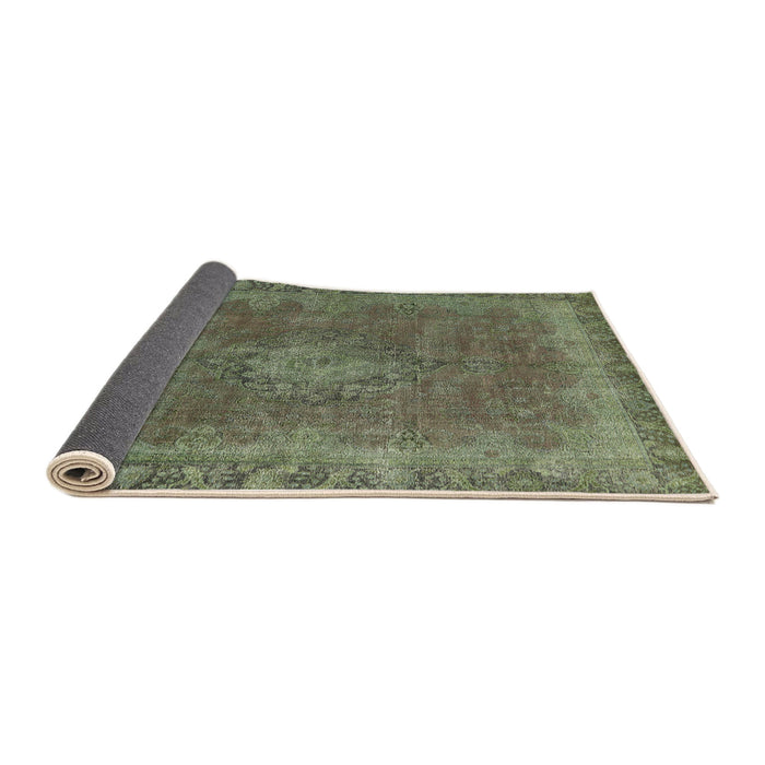 Sideview of Mid-Century Modern Dark Olive Green Oriental Rug, urb953